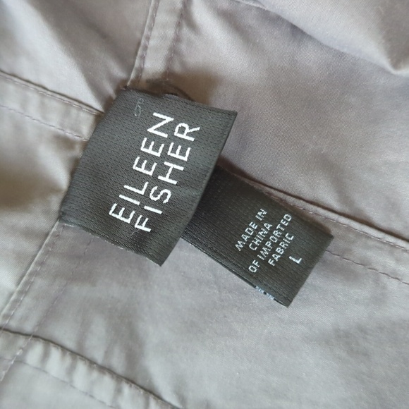 EILEEN FISHER I Classic Lightweight Grey Hooded Wrap Jacket Raincoat, L - Picture 13 of 15